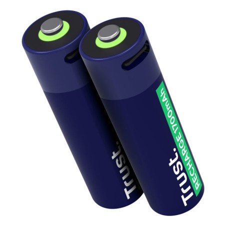 Pila ecargable trust usb-c aa 1700 mah pack de dos unidades 25584