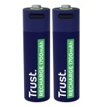 Pila ecargable trust usb-c aa 1700 mah pack de dos unidades 25584