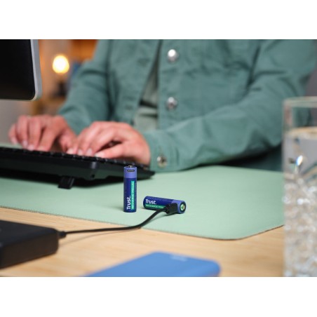 Pila ecargable trust usb-c aa 1700 mah pack de dos unidades 25584