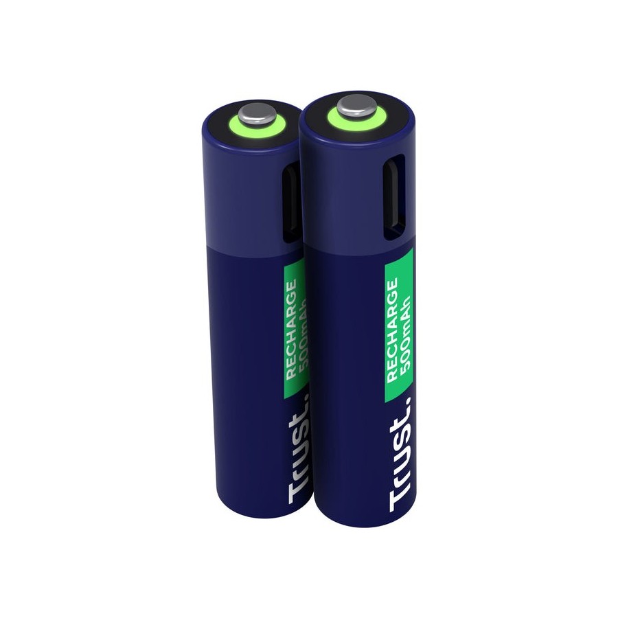 Pila recargable trust usb-c aaa 500 mah pack de 2 unidades 25585