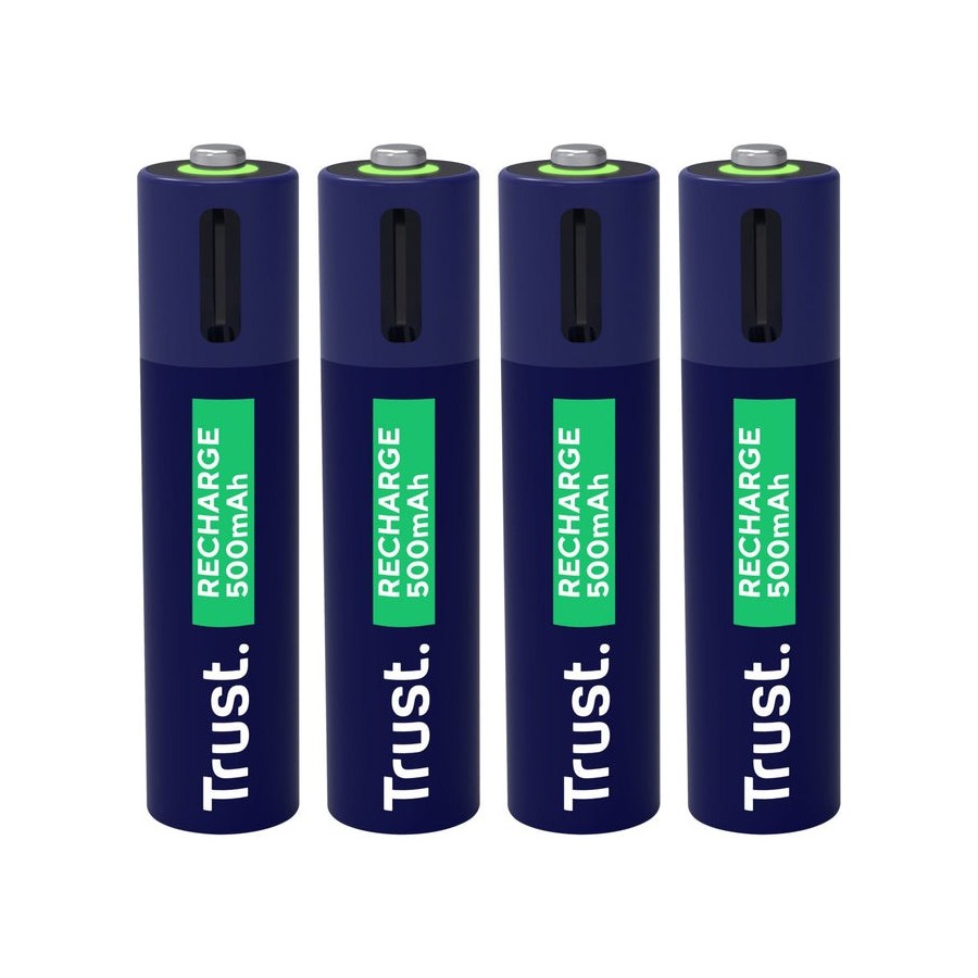 Pila recargable trust usb-c aaa 500 mah pack de cuatro unidades 25671