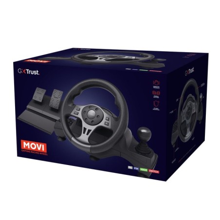 Volante trust gxt-289 con respuesta de vibracion y pedales 25122 compatible  con pc y consolas