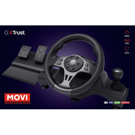 Volante trust gxt-289 con respuesta de vibracion y pedales 25122 compatible  con pc y consolas