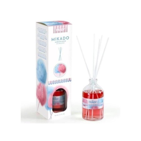 Prady ambientador mikado algodon de azucar - frasco de cristal 100ml y varitas difusoras