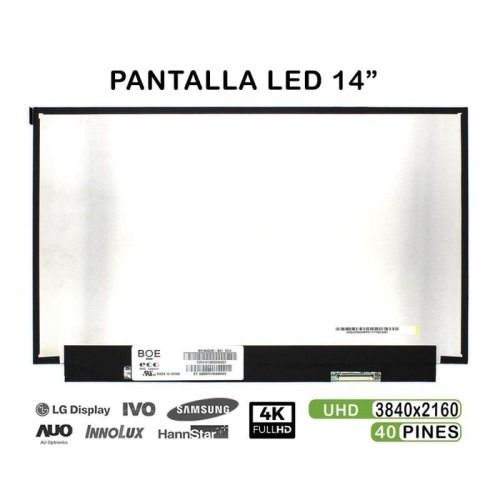 Pantalla led de 14" para portátil nv140qum n61 40 pines 4k