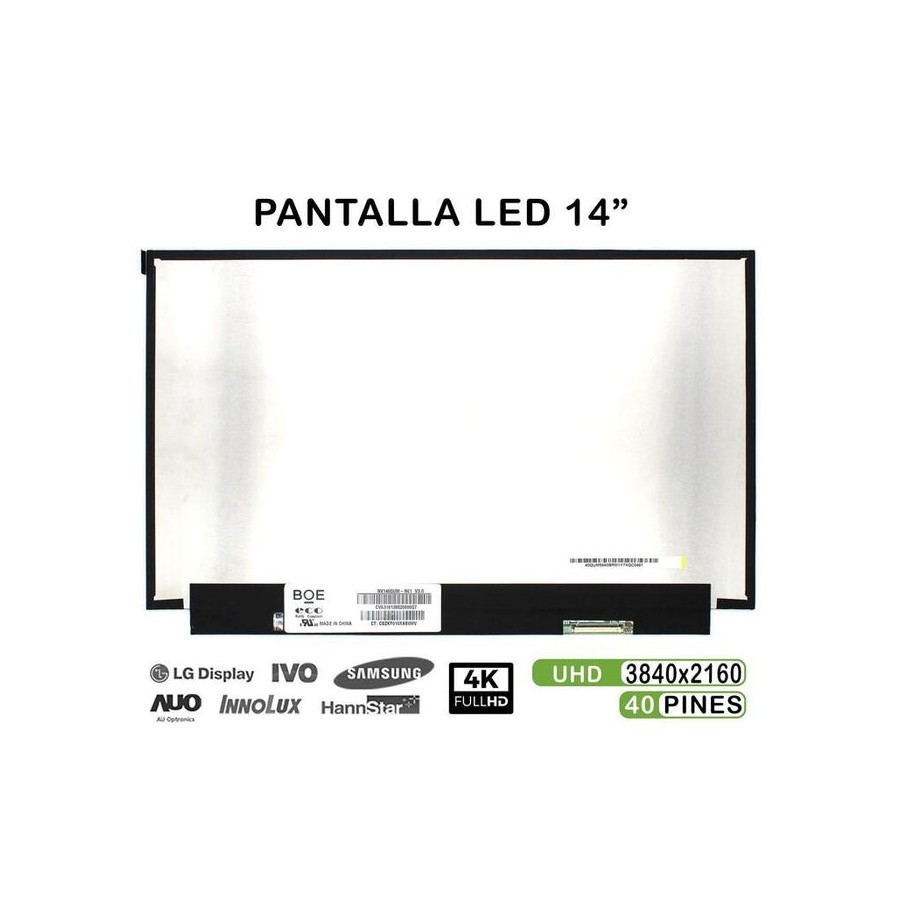 Pantalla led de 14" para portátil nv140qum n61 40 pines 4k