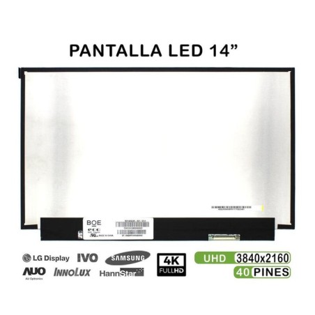 Pantalla led de 14" para portátil nv140qum n61 40 pines 4k