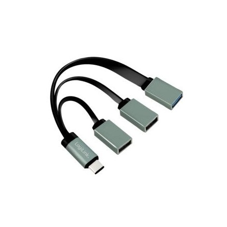 Logilink ua0315 hub de interfaz usb 3.2 gen 1 (3.1 gen 1) type-c 5000 mbit/s negro, gris