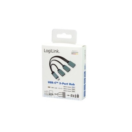 Logilink ua0315 hub de interfaz usb 3.2 gen 1 (3.1 gen 1) type-c 5000 mbit/s negro, gris