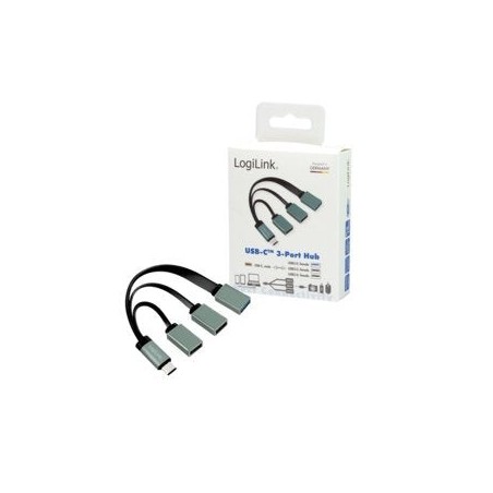 Logilink ua0315 hub de interfaz usb 3.2 gen 1 (3.1 gen 1) type-c 5000 mbit/s negro, gris