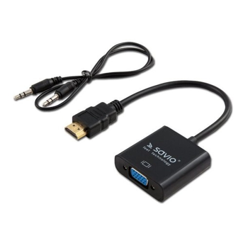 Adaptador savio hdmi - vga con audio cl-23/b negro