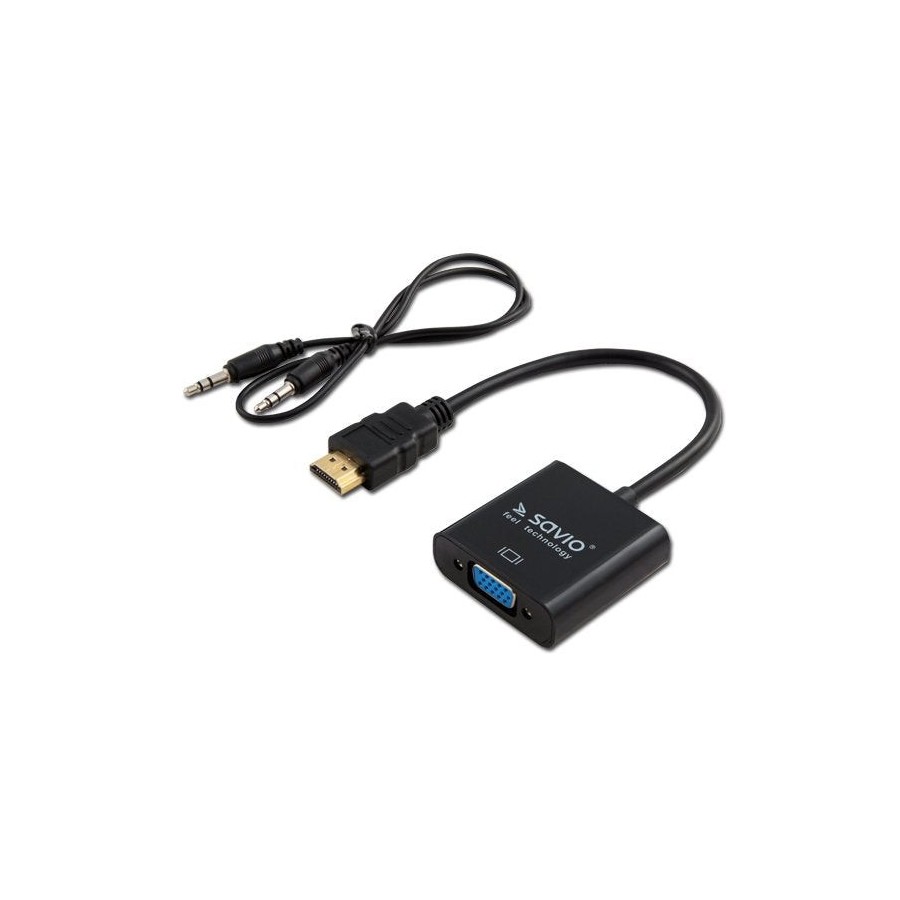 Adaptador savio hdmi - vga con audio cl-23/b negro