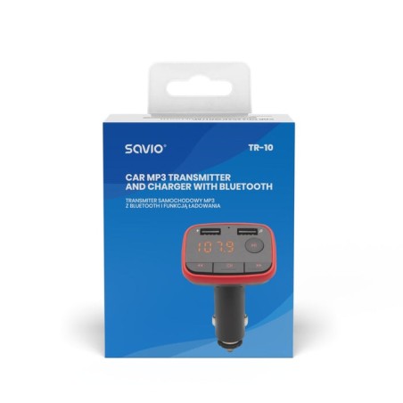 Savio transmitter tr-10 with bluetooth + car charger 2 a