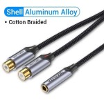 Cable estéreo vention bcohy jack 3.5 hembra 2x rca macho 30cm gris