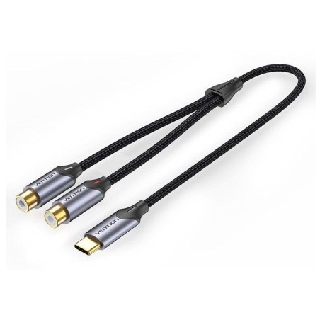 Cable conversor vention bgvhd 2x rca hembra usb tipo-c macho 50cm gris