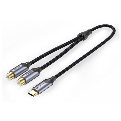 Cable conversor vention bgvhg 2x rca hembra usb tipo-c macho 1.5m gris
