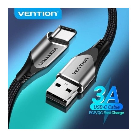 Cable usb 2.0 tipo-c vention coklf usb tipo-c macho usb macho hasta 60w 480mbps 1m azul