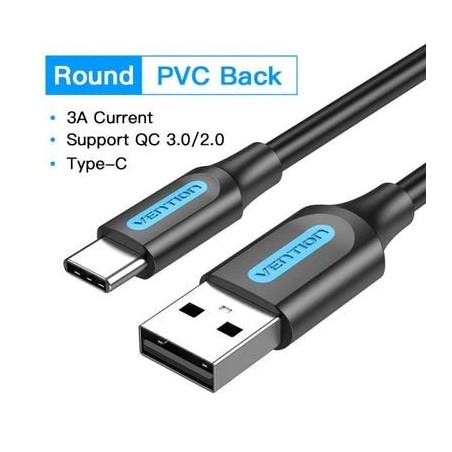 Cable usb 2.0 tipo-c vention coklf usb tipo-c macho usb macho hasta 60w 480mbps 1m azul