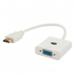 Savio cl-27b adaptador de cable de vídeo hdmi tipo a (estándar) vga (d-sub) blanco