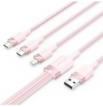 Cable usb 2.0 lightning vention ctppg usb macho usb tipo-c macho microusb macho lightning macho 1.5m rosa