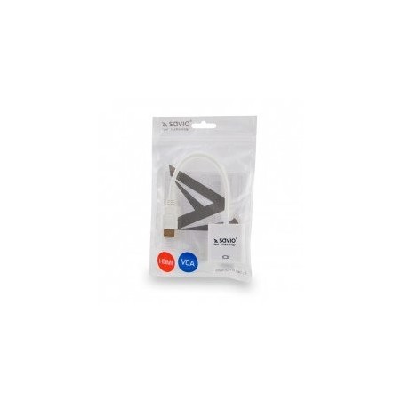 Savio cl-27b adaptador de cable de vídeo hdmi tipo a (estándar) vga (d-sub) blanco