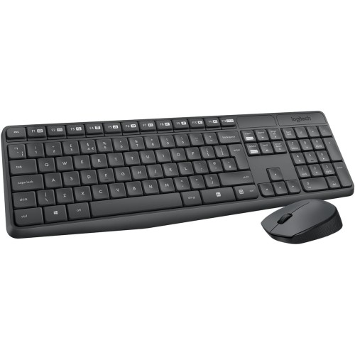 Teclado español + ratón logitech mk235 inalámbrico usb qwerty gris 920-007919