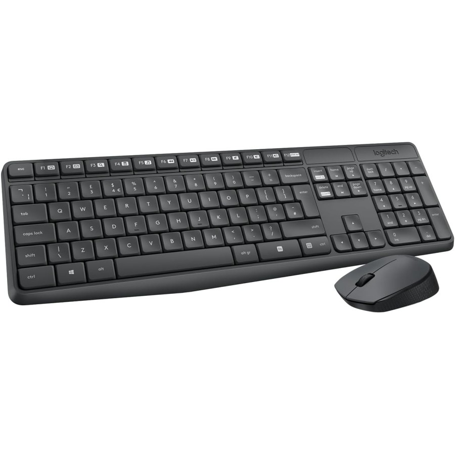 Teclado español + ratón logitech mk235 inalámbrico usb qwerty gris 920-007919