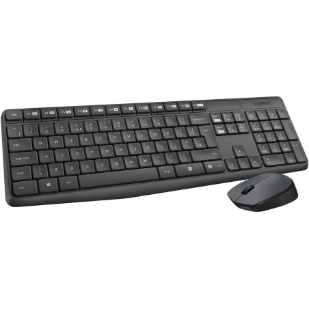 Teclado español + ratón logitech mk235 inalámbrico usb qwerty gris 920-007919