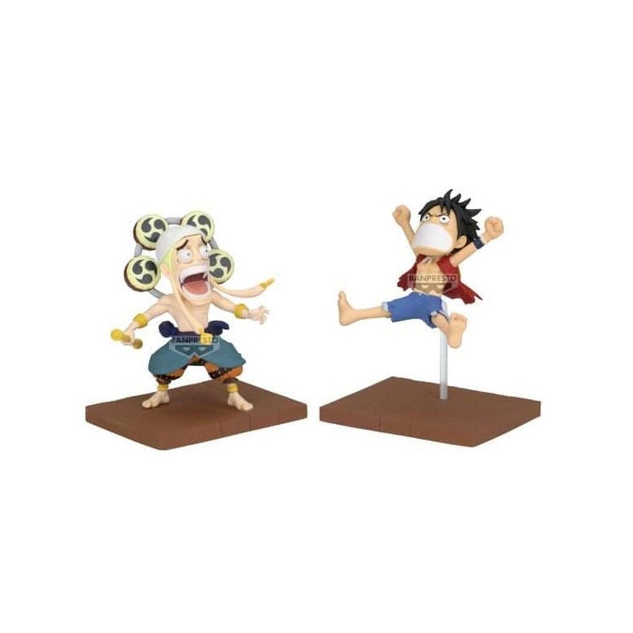 Figura banpresto one piece world collectable figure log stories luffy y enel 8cm