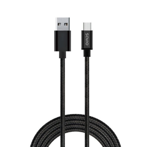 Savio cl-129 usb - usb type c cable 2.1a, braid, 2m