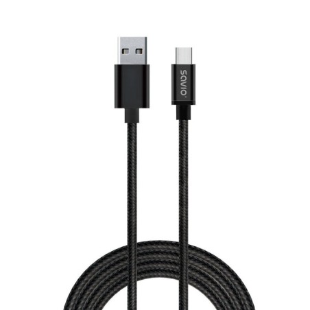 Savio cl-129 usb - usb type c cable 2.1a, braid, 2m