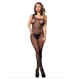Subblime - 952037 bodystocking de rejilla de un hombro con diamantes negro talla única
