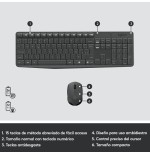 Teclado español + ratón logitech mk235 inalámbrico usb qwerty gris 920-007919
