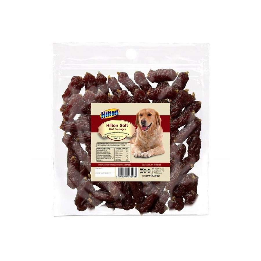 Hilton salchichas blandas con ternera - delicia para perros - 500g