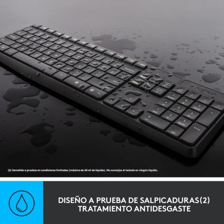 Teclado español + ratón logitech mk235 inalámbrico usb qwerty gris 920-007919