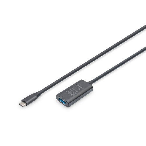 Digitus active usb 3.2 gen1 5g extension cable, usb-c - usb-a, 5 m, black