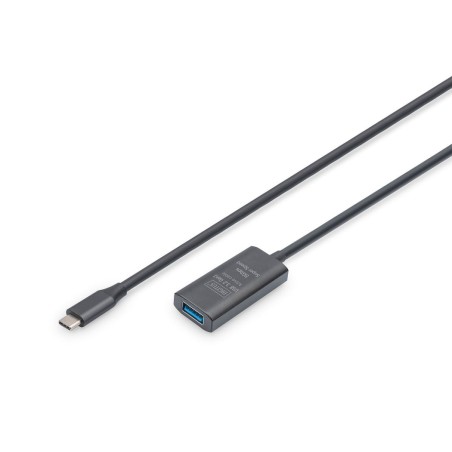 Digitus active usb 3.2 gen1 5g extension cable, usb-c - usb-a, 5 m, black