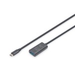 Digitus active usb 3.2 gen1 5g extension cable, usb-c - usb-a, 5 m, black