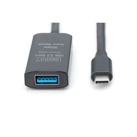Digitus active usb 3.2 gen1 5g extension cable, usb-c - usb-a, 5 m, black