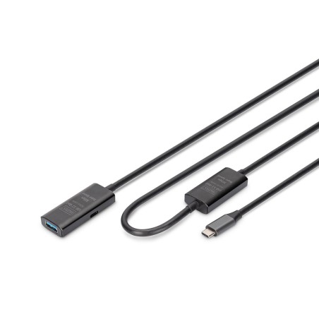 Digitus active usb 3.2 gen1 5g extension cable, usb-c - usb-a, 10 m, black