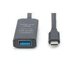 Digitus active usb 3.2 gen1 5g extension cable, usb-c - usb-a, 10 m, black