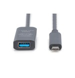 Cable digitus active usb 3.2 gen2 10g extension  usb-c - usb-a, 5 m, black