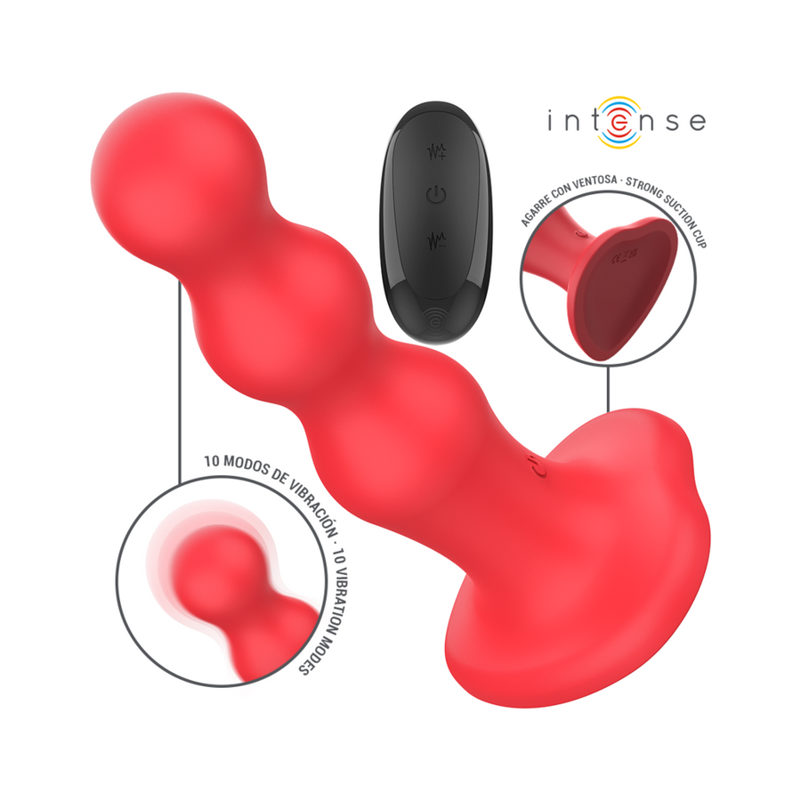 Intense - cody vibrador con ventosa rojo control remoto
