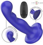 Intense - shorty vibrador con ventosa azul control remoto