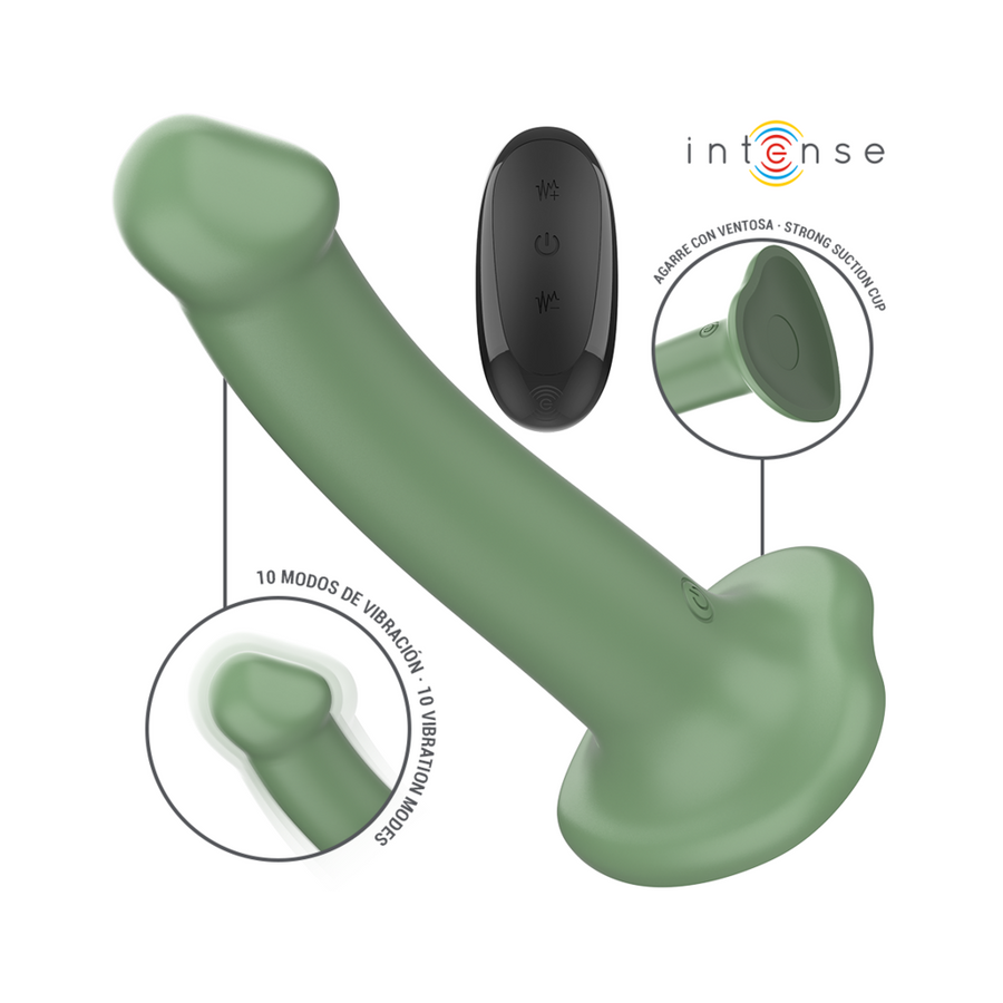 Intense - becca vibrador con ventosa 10 vibraciones verde control remoto