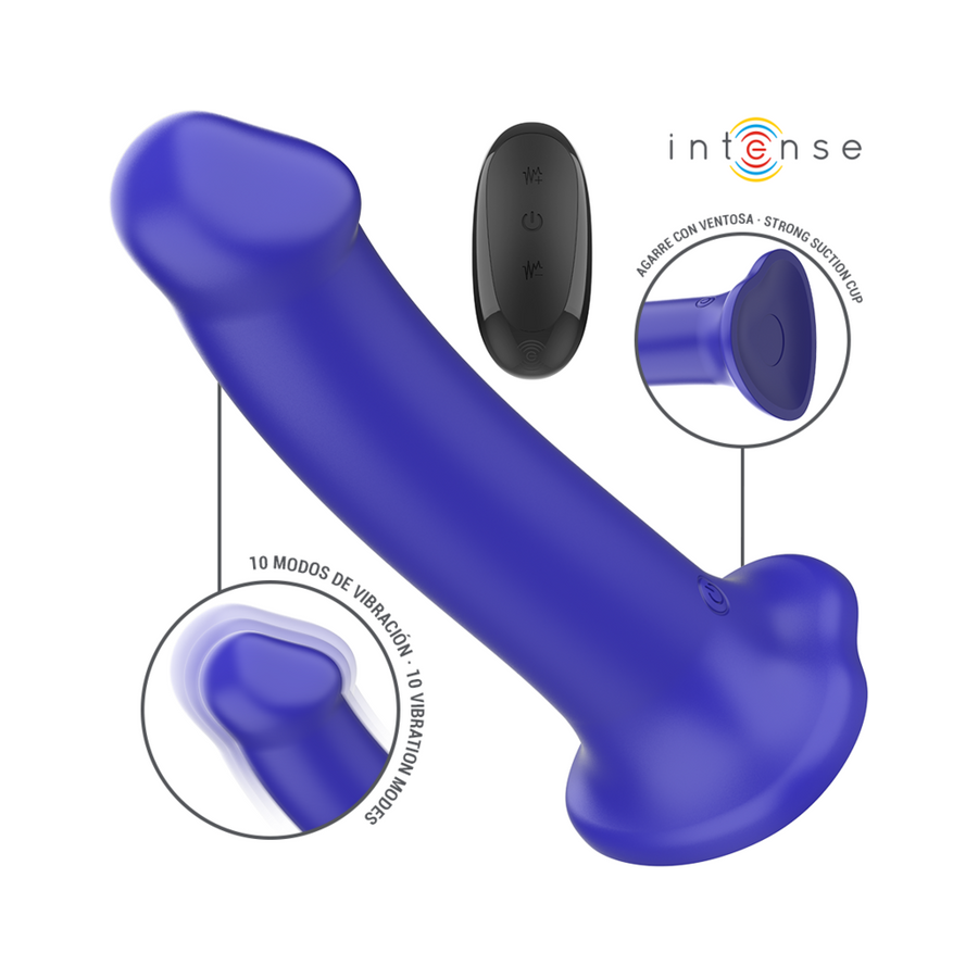 Intense - victoria vibrador con ventosa 10 vibraciones azul oscuro control remoto