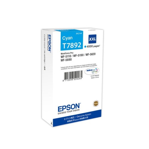 Cartucho original epson t7892xxl cyan - c13t789240 ml-34.2pag-4000