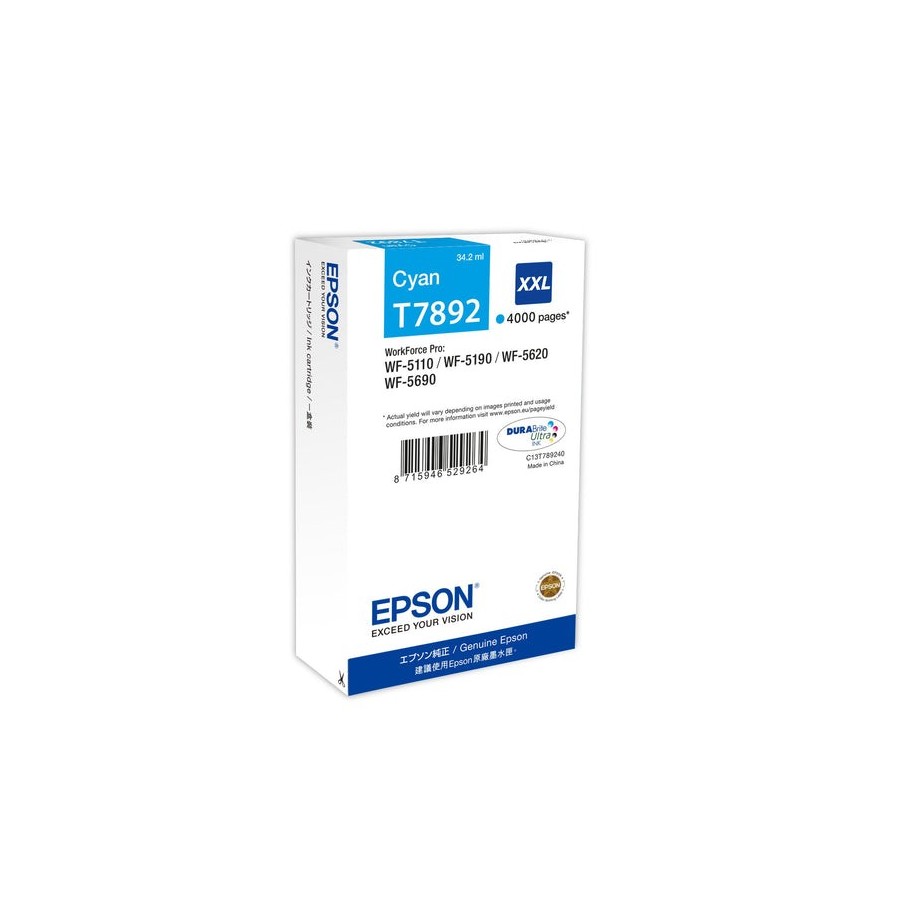 Cartucho original epson t7892xxl cyan - c13t789240 ml-34.2pag-4000