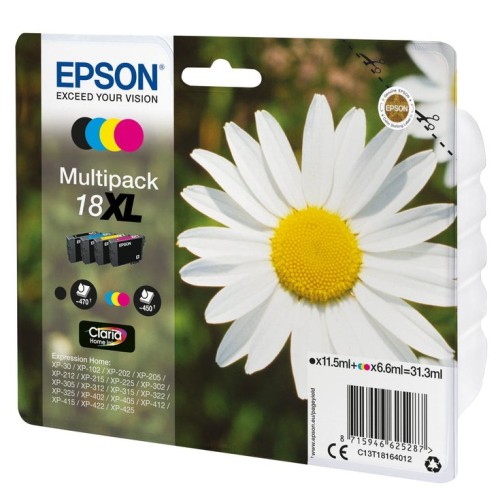 Tinta original epson 18xl multipack paquete de 4 xl negro, amarillo, cian, magenta