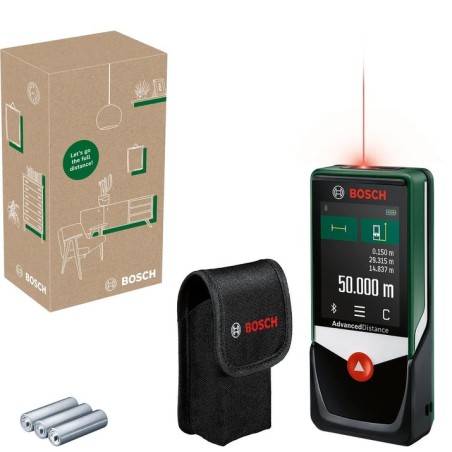 Bosch bricolaje y jardín telémetro láser advanceddistance 50c verde negro, alcance 50m, bluetooth 06036722z0
